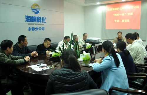 公司資深副經(jīng)理楊榮生給永春分公司黨員上微型黨課。（陳宏金）[3].jpg